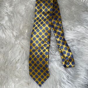Ermenegildo Zegna Silk Tie Made in Italy yellow/blue diamond medallion print